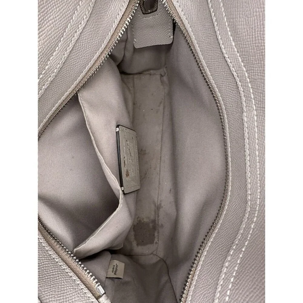 Coach - Leah Satchel Gray Leather Handbag - Missing Tag - Picture 7 of 9